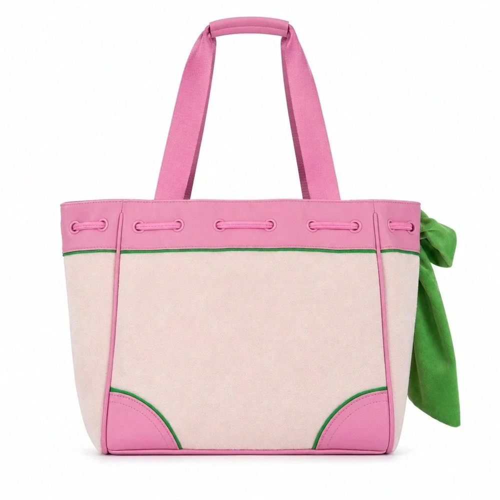 Juicy Couture Retro Strawberry Tote Bag Powder Blush Pink Velour 11JCDXUMXPB NEW